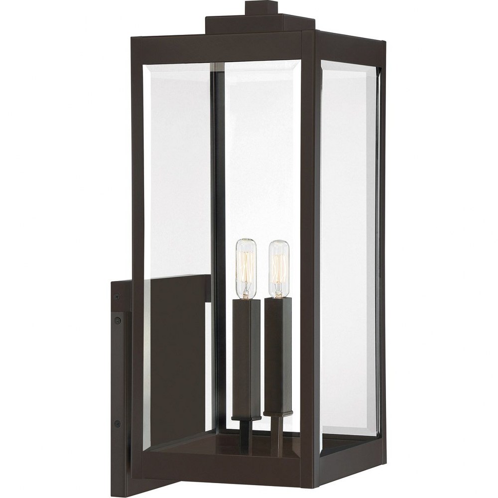 Quoizel Lighting-WVR8409WT-Westover 2-Light Extra Large Outdoor Wall Lantern in Transitional Style 22.75 Inches Tall and 9 Inches Wide Western Bronze  Earth Black Finish with Clear Beveled Glass