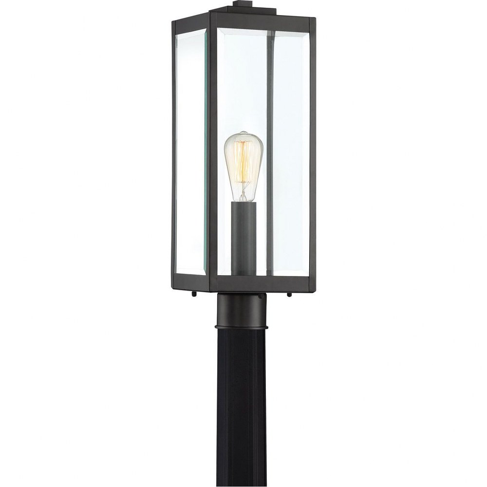 Quoizel Lighting-WVR9007EK-Westover 1-Light Outdoor Post Lantern in Transitional Style 20.5 Inches Tall and 7 Inches Wide Earth Black  Earth Black Finish with Clear/Beveled Edge Glass