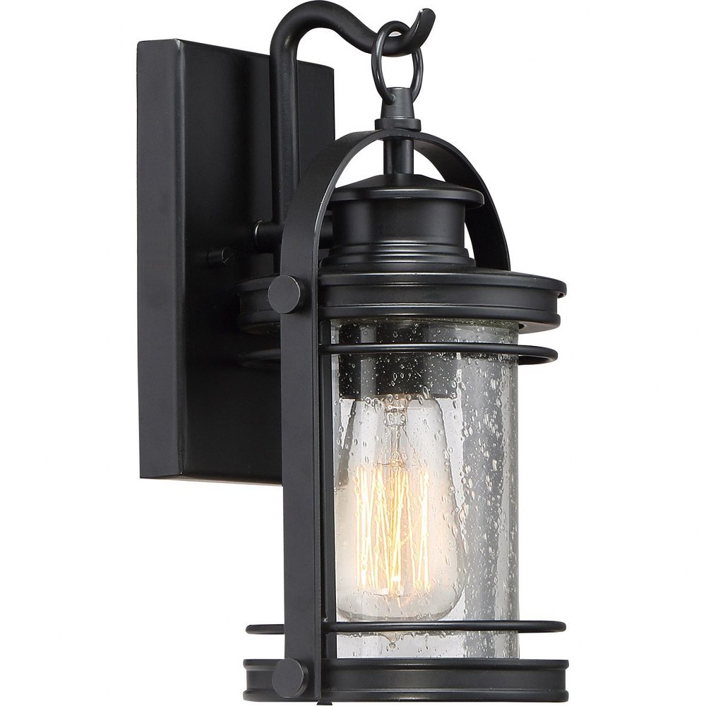 Quoizel Lighting-BKR8406K-Booker 11.5 Inch Small Outdoor Wall Lantern Transitional Aluminum   Mystic Black Finish with Clear Seeded Glass