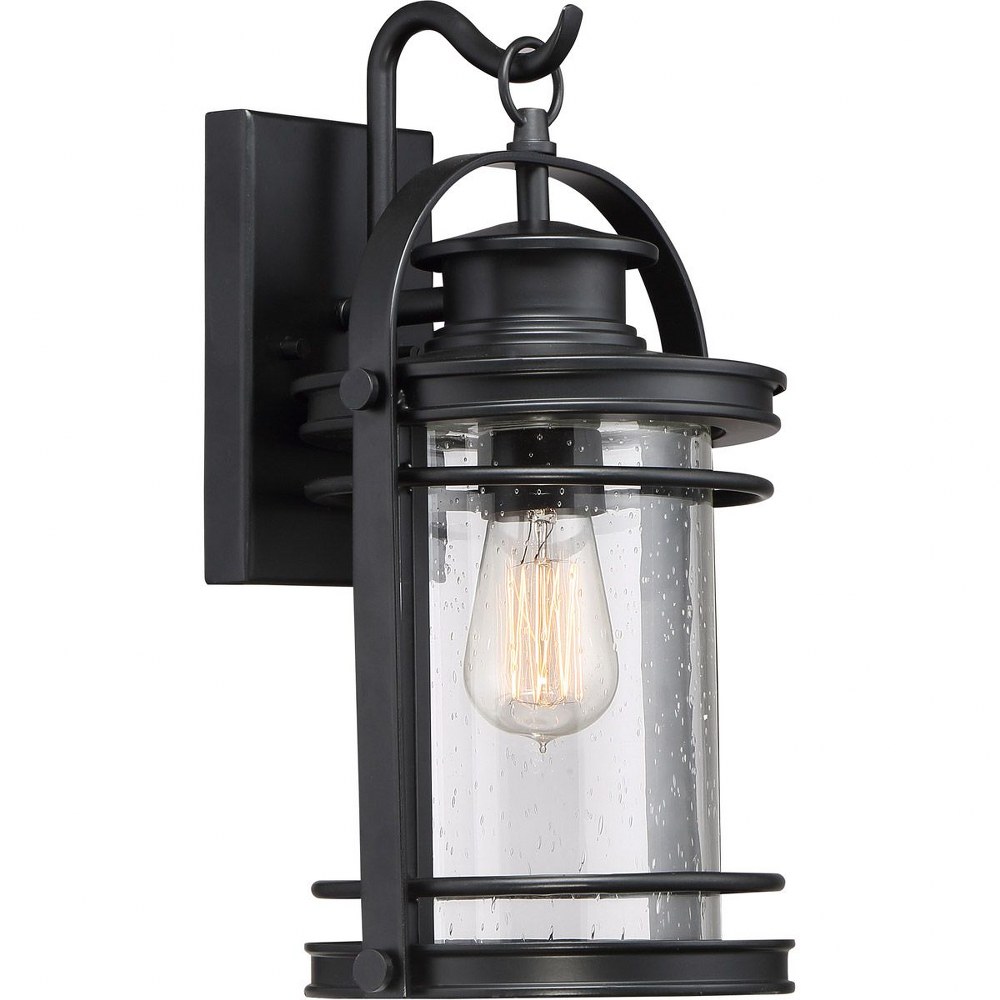 Quoizel Lighting-BKR8408K-Booker 15 Inch Outdoor Wall Lantern Transitional Aluminum Mystic Black  Mystic Black Finish with Clear Seeded Glass