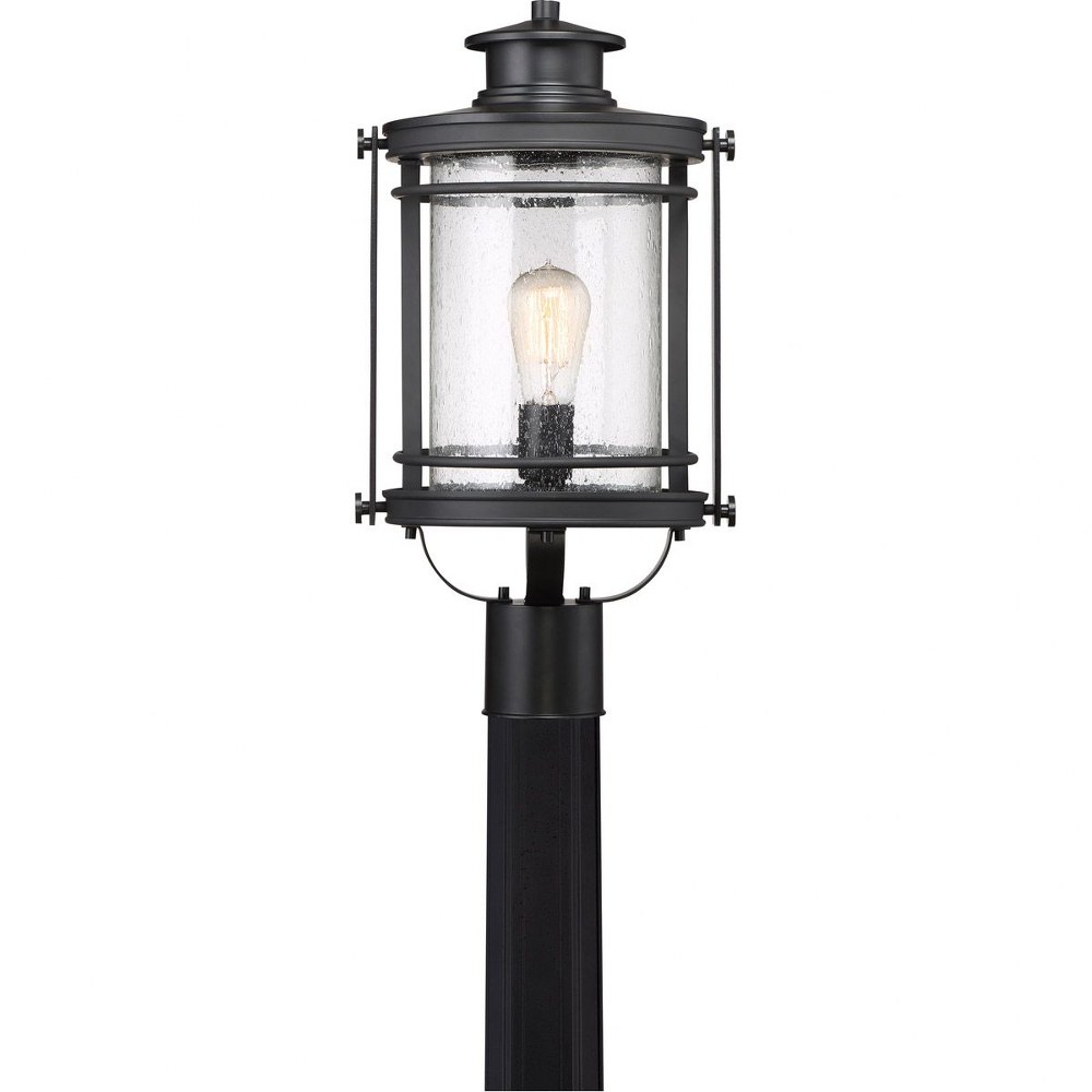 Quoizel Lighting-BKR9010K-Booker - 1 Light Outdoor Post Lantern - 19.5 Inches high Mystic Black  Mystic Black Finish with Clear Seeded Glass