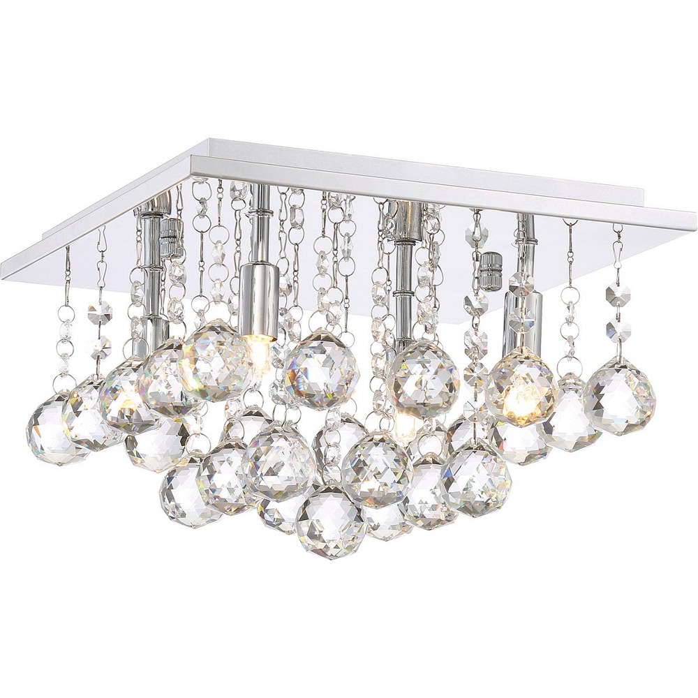 Quoizel Lighting-BRX1611C-Bordeaux - 4 Light Small Flush Mount - 8 Inches high   Polished Chrome Finish with Clear Crystal