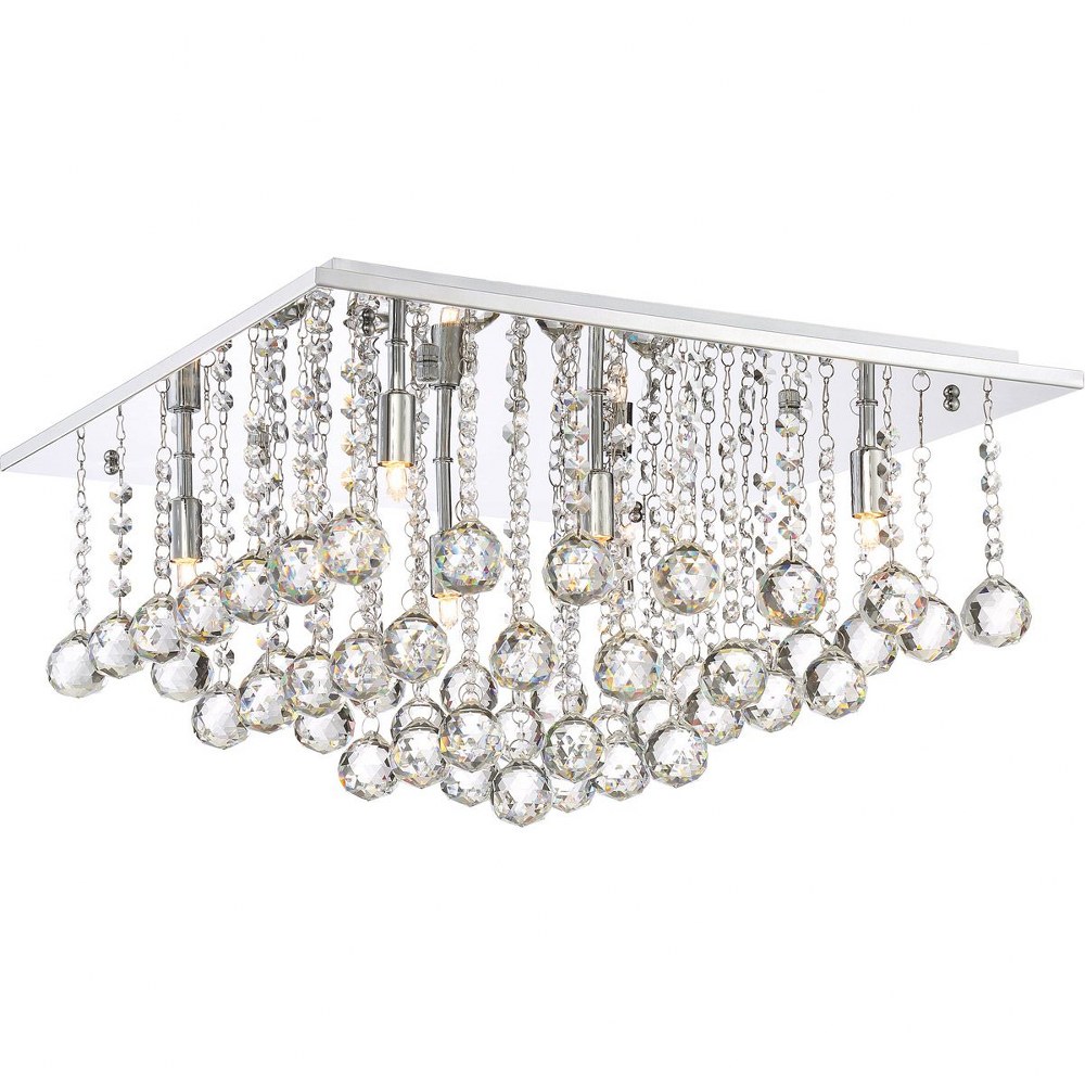 Quoizel Lighting-BRX1620C-Bordeaux - 6 Light Extra Large Flush Mount - 10.5 Inches high   Polished Chrome Finish with Clear Crystal