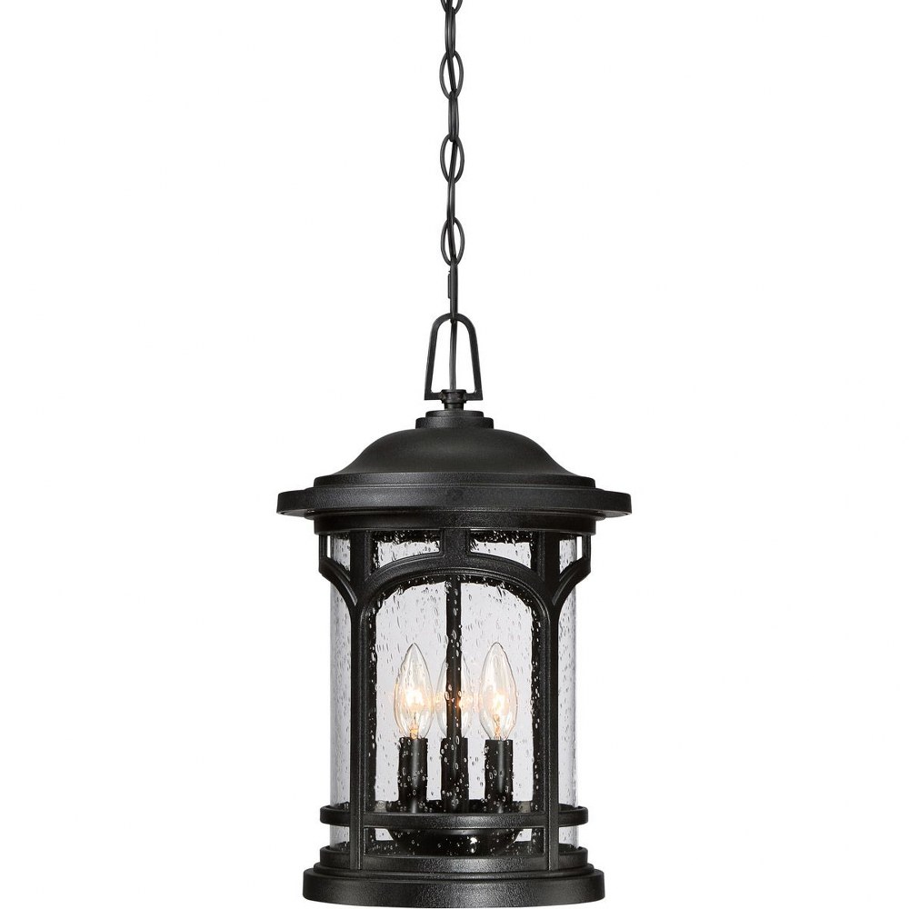 Quoizel Lighting-MBH1911K-Marblehead - 3 Light Outdoor Hanging Lantern - 18 Inches high   Mystic Black Finish with Clear Seedy Glass