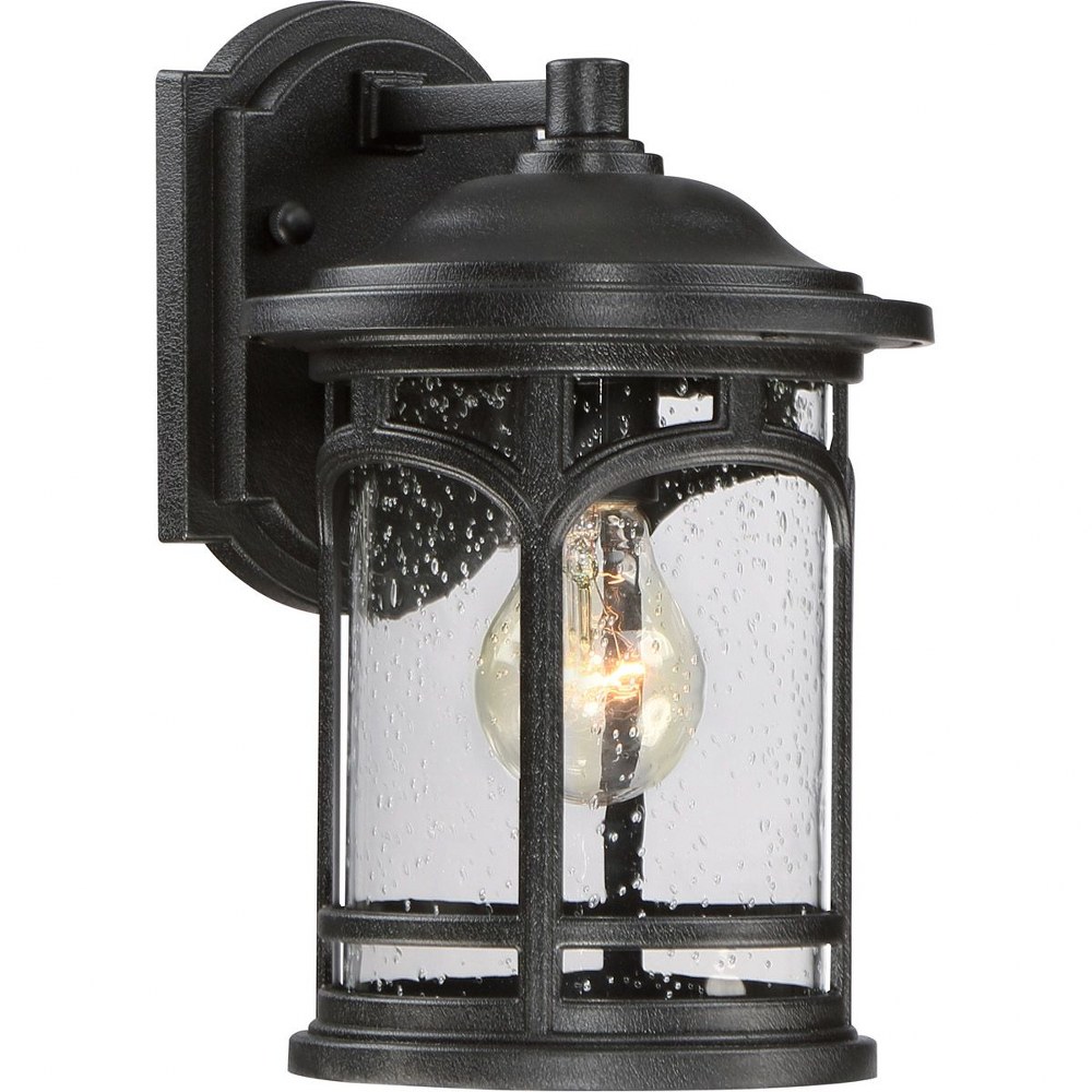 Quoizel Lighting-MBH8407K-Marblehead 11 Inch Outdoor Wall Lantern Transitional - 11 Inches high A19 Medium Base Lamping  Mystic Black Finish with Clear Seedy Glass