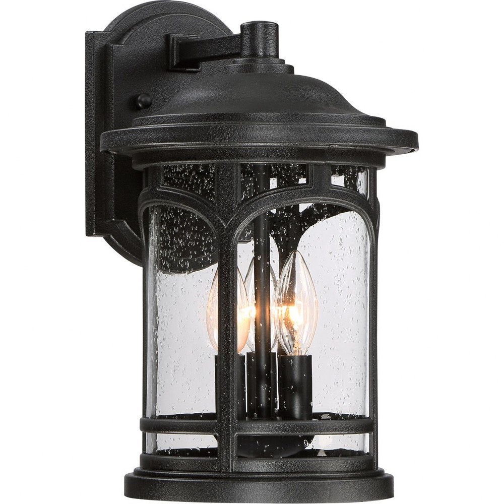 Quoizel Lighting-MBH8409K-Marblehead 14.5 Inch Outdoor Wall Lantern Transitional - 14.5 Inches high   Mystic Black Finish with Clear Seedy Glass