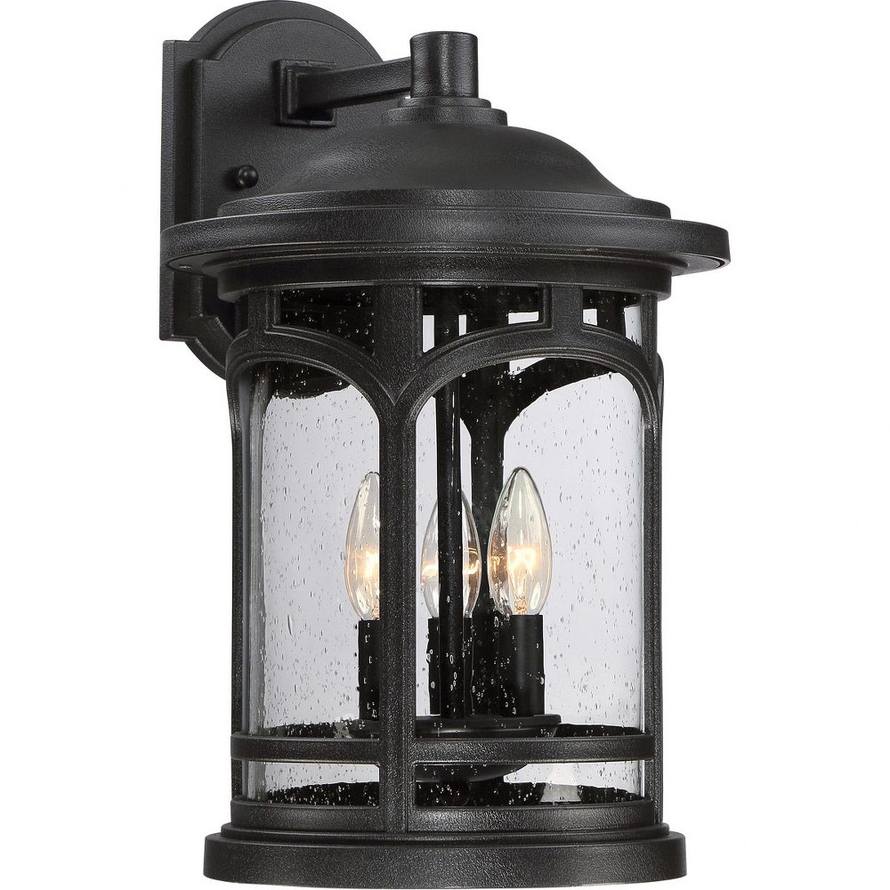Quoizel Lighting-MBH8411K-Marblehead 17.75 Inch Outdoor Wall Lantern Transitional - 17.75 Inches high   Mystic Black Finish with Clear Seedy Glass