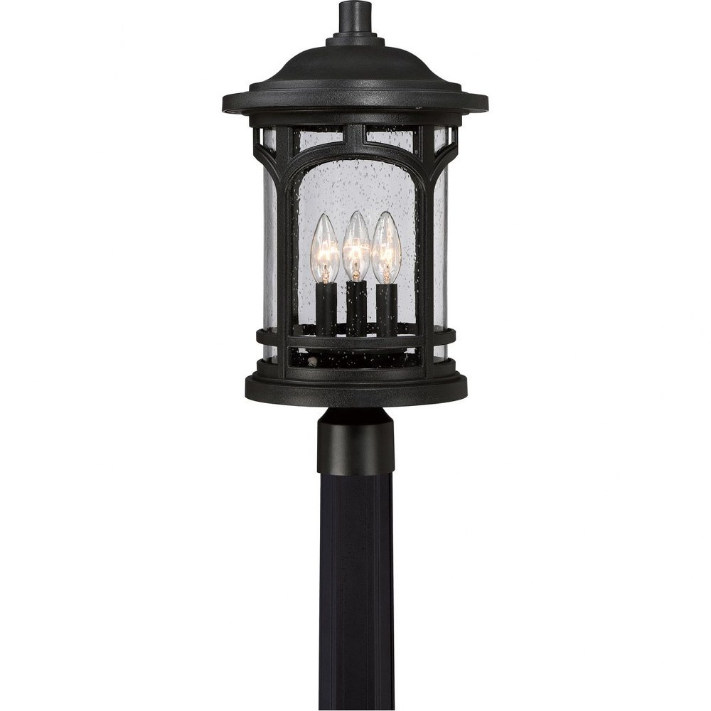 Quoizel Lighting-MBH9011K-Marblehead - 3 Light Outdoor Post Lantern   Mystic Black Finish with Clear Seedy Glass
