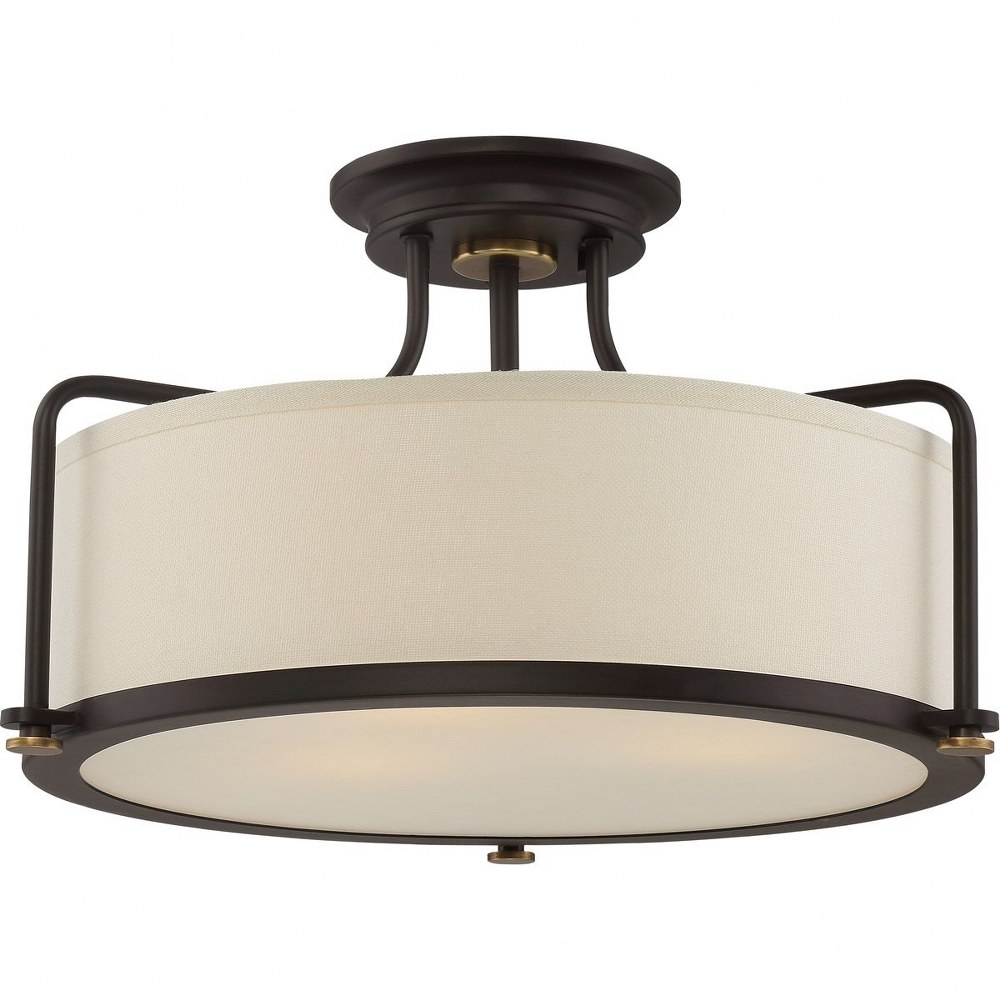 Quoizel Lighting-QF1715WT-Calvary - 3 Light Semi-Flush Mount in Transitional style - 17.5 Inches wide by 10.5 Inches high Western Bronze  Brushed Nickel Finish