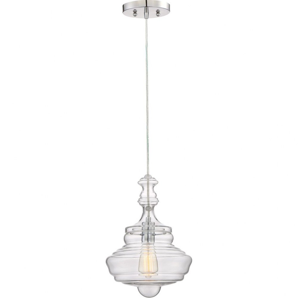 Quoizel Lighting-QF2047C-Morocco - 1 Light Large Pendant - 13.5 Inches high   Polished Chrome Finish with Bowl Clear Glass