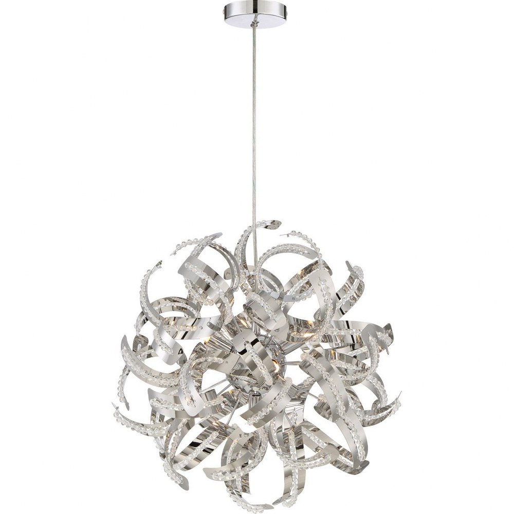 Quoizel Lighting-RBN2817CRC-Ribbons - 5 Light Pendant Crystal Chrome  Crystal Chrome Finish