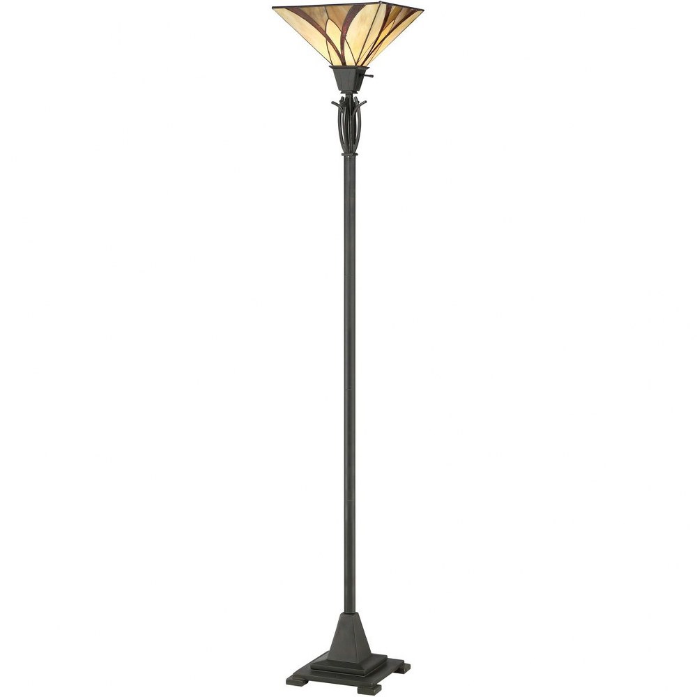 Quoizel Lighting-TFAS9470VA-Asheville - 1 Light Portable Torchiere - 70.5 Inches high   Valiant Bronze Finish with Tiffany Glass