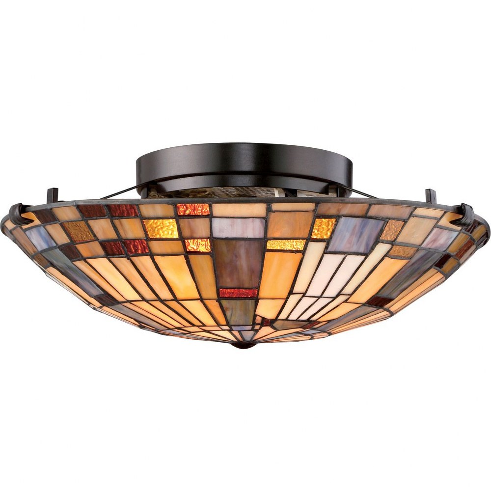 Quoizel Lighting-TFIK1617VA-Inglenook - 2 Light Flush Mount   Valiant Bronze Finish with Tiffany Glass