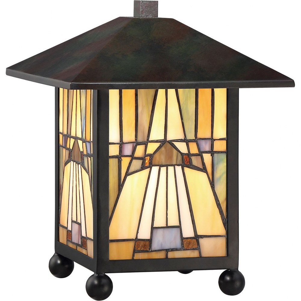 Quoizel Lighting-TFIK6111VA-Inglenook - 1 Light Portable Desk Lamp   Valiant Bronze Finish with Blue Warm Honey Amber/Cream Glass