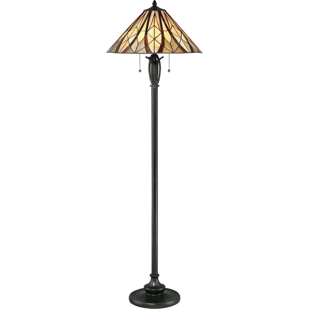 Quoizel Lighting-TFVY9359VA-Victory - 2 Light Portable Floor Lamp   Valiant Bronze Finish with Tiffany Glass