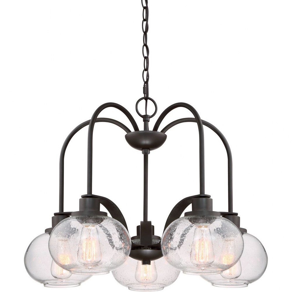 Quoizel Lighting-TRG5105OZ-Trilogy - 5 Light Steel Dinette Chandelier - 19 Inches high Old Bronze  Old Bronze Finish with Clear Seedy Glass