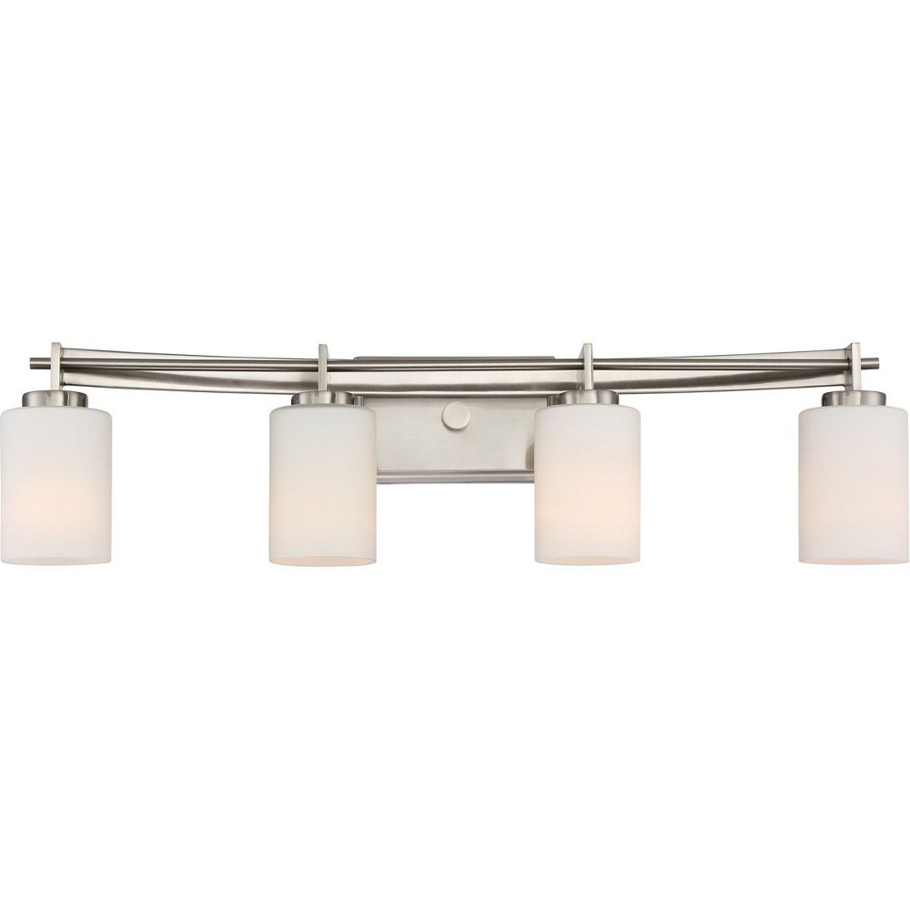 Quoizel Lighting-TY8604BN-Taylor 4 Light Transitional Bath Vanity - 7.5 Inches high Brushed Nickel  Western Bronze Finish with Opal Etched Glass