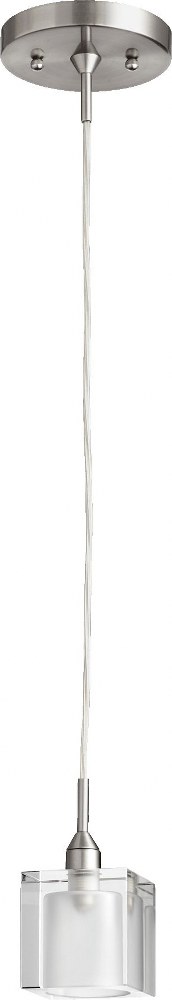 Quorum Lighting-1361-65-1 Light Pendant in Transitional style - 3 inches wide by 5.5 inches high   Satin Nickel Finish with Clear/ Frost Glass