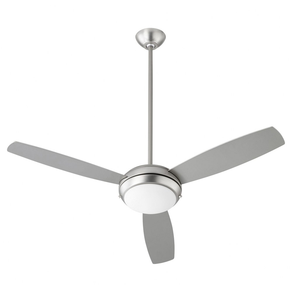 Quorum Lighting-20523-65-Expo - 52 Inch Ceiling Fan   Satin Nickel Finish with Silver/Weathered Gray Blade Finish with White Opal Glass