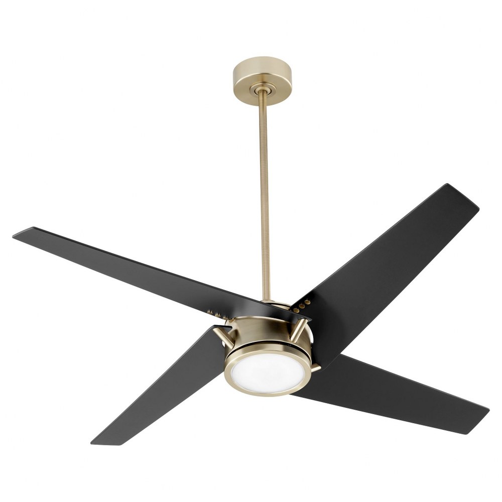 Quorum Lighting-26544-80-Axis - 54 Inch Ceiling Fan   Aged Brass Finish with Matte Black Blade Finish