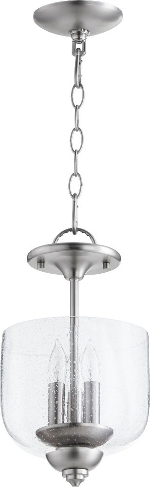 Quorum Lighting-2811-8-165-Richmond - 3 Light Dual Mount Pendant in Quorum Home Collection style - 8 inches wide by 14 inches high Satin Nickel Clear Oiled Bronze Finish with Satin Opal Glass