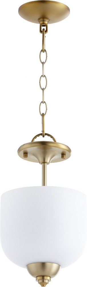 Quorum Lighting-2811-8-80-Richmond - 3 Light Dual Mount Pendant in Quorum Home Collection style - 8 inches wide by 14 inches high   Aged Brass Finish with Satin Opal Glass