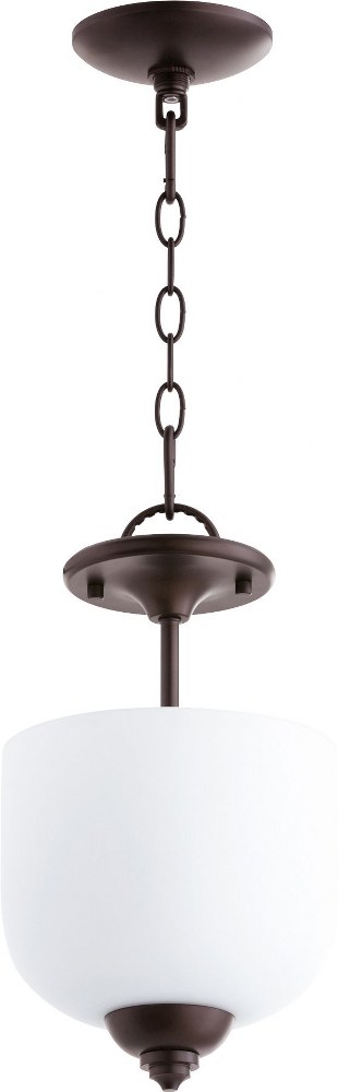 Quorum Lighting-2811-8-86-Richmond - 3 Light Dual Mount Pendant in Quorum Home Collection style - 8 inches wide by 14 inches high   Oiled Bronze Finish with Satin Opal Glass