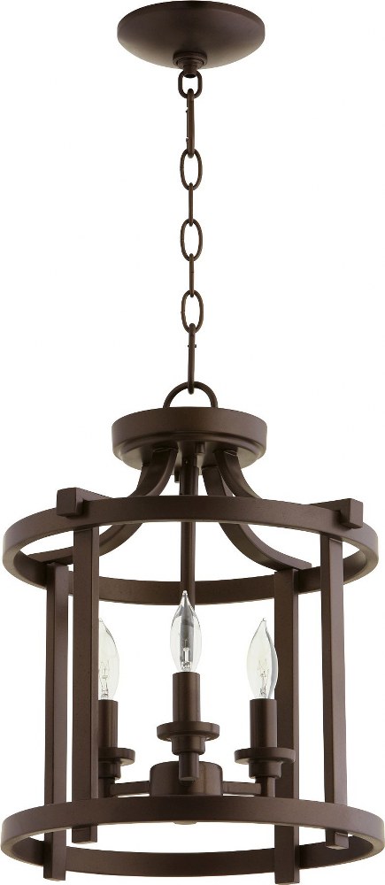 Quorum Lighting-2817-13-86-Lancaster - 3 Light Dual Mount Pendant in Transitional style - 13 inches wide by 15.75 inches high   Oiled Bronze Finish