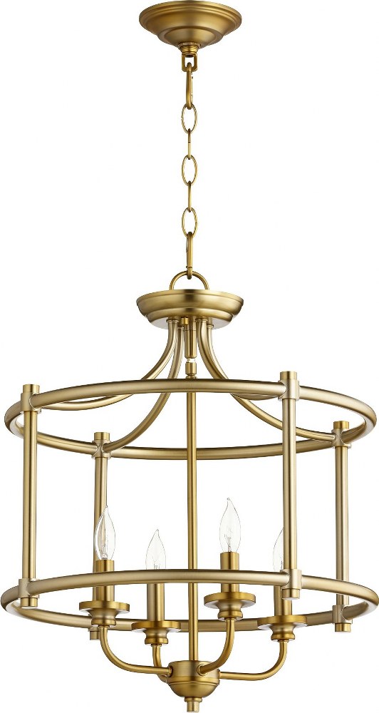 Quorum Lighting-2822-18-80-Rossington - 4 Light Dual Mount Pendant in Quorum Home Collection style - 18 inches wide by 18.5 inches high   Aged Brass Finish
