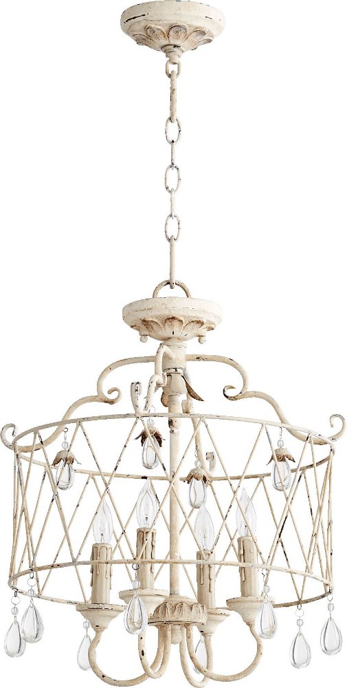 Quorum Lighting-2844-4-70-Venice - 4 Light Convertible Pendant in Transitional style - 17.75 inches wide by 20.5 inches high   Persian White Finish with Clear Crystal