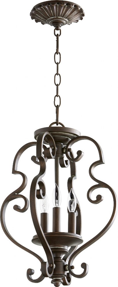 Quorum Lighting-2873-13-39-San Miguel - 3 Light Dual Mount Pendant in Transitional style - 13.5 inches wide by 17 inches high Vintage Copper  Persian White Finish