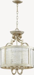 Quorum Lighting-2881-16-60-Champlain - 4 Light Dual Mount Pendant in Transitional style - 16 inches wide by 22 inches high   Aged Silver Leaf Finish with Vintage Champagne Glass