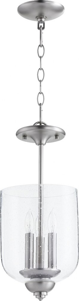 Quorum Lighting-2911-8-165-Richmond - 3 Light Dual Mount Pendant in Quorum Home Collection style - 8 inches wide by 17 inches high   Satin Nickel Finish with Clear Seeded Glass