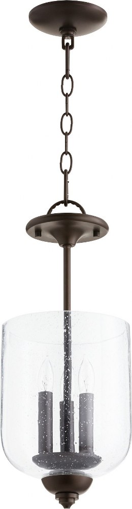 Quorum Lighting-2911-8-186-Richmond - 3 Light Dual Mount Pendant in Quorum Home Collection style - 8 inches wide by 17 inches high   Oiled Bronze Finish with Clear Seeded Glass