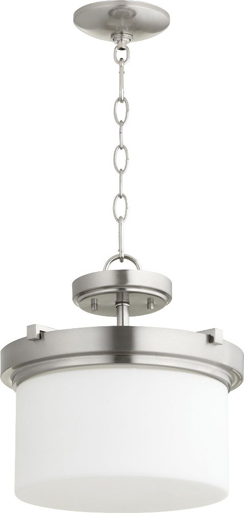 Quorum Lighting-2917-13-65-Lancaster - 2 Light Dual Mount Pendant in Transitional style - 13 inches wide by 12 inches high   Satin Nickel Finish with Satin Opal Glass