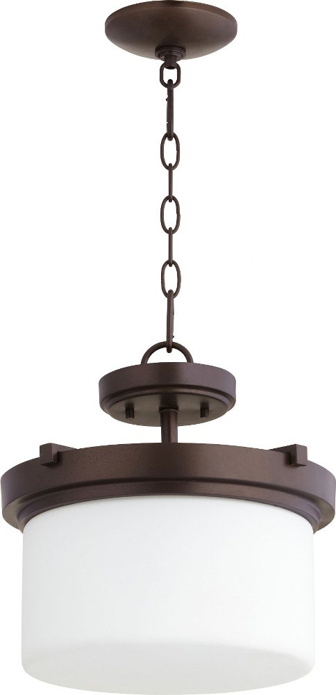 Quorum Lighting-2917-13-86-Lancaster - 2 Light Dual Mount Pendant in Transitional style - 13 inches wide by 12 inches high   Oiled Bronze Finish with Satin Opal Glass