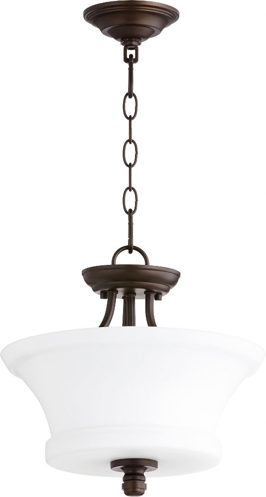 Quorum Lighting-2922-13-86-Rossington - 2 Light Dual Mount Pendant in Quorum Home Collection style - 13 inches wide by 13.5 inches high   Oiled Bronze Finish with Satin Opal Glass