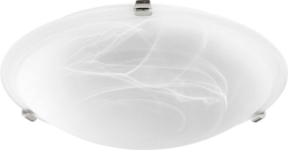 Quorum Lighting-3000-16-62-3 Light Flush Mount in Quorum Home Collection style - 16 inches wide by 4.75 inches high   Polished Nickel Finish with Faux Alabaster Glass