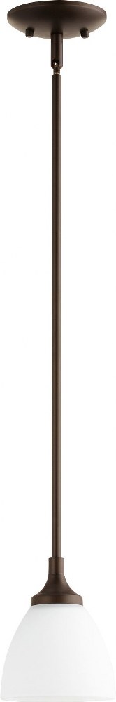 Quorum Lighting-3059-86-Enclave - 1 Light Mini Pendant in Quorum Home Collection style - 5.5 inches wide by 7 inches high   Oiled Bronze Finish with Satin Opal Glass