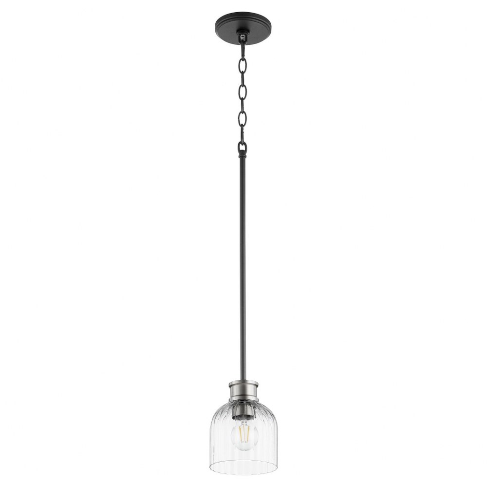 Quorum Lighting-310-6965-Monarch - 1 Light Pendant   Noir/Satin Nickel Finish with Clear Glass