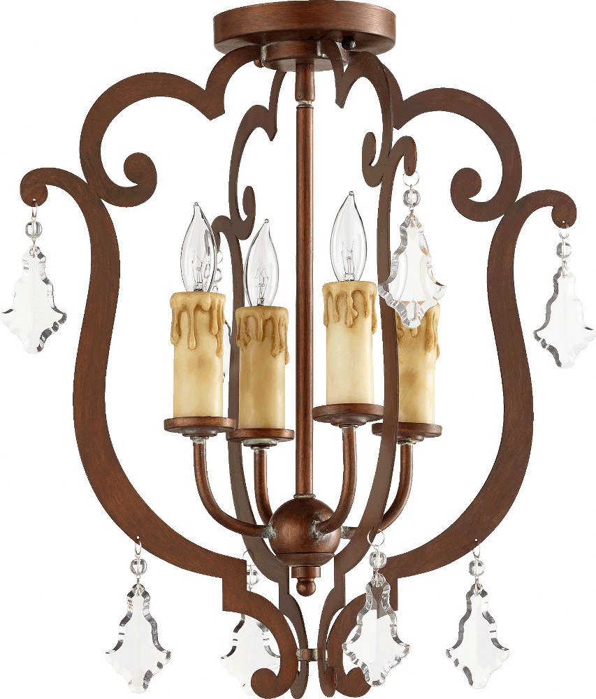 Quorum Lighting-319-4-39-Montgomery - 4 Light Flush Mount in Transitional style - 16.5 inches wide by 19 inches high   Vintage Copper Finish with Clear Crystal