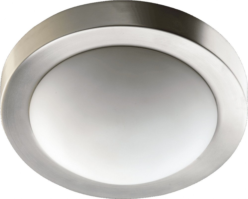 Quorum Lighting-3505-13-65-Contempo - 2 Light Flush Mount in Quorum Home Collection style - 13 inches wide by 3.75 inches high   Satin Nickel Finish with Satin Opal Glass
