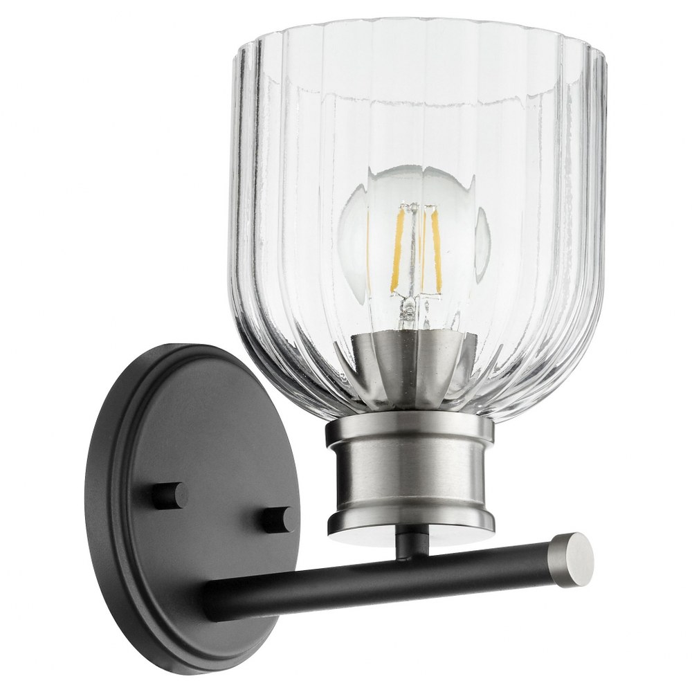 Quorum Lighting-510-1-6965-Monarch - 1 Light Wall Mount Noir/Satin Nickel Clear Noir/Aged Brass Finish with Clear Glass