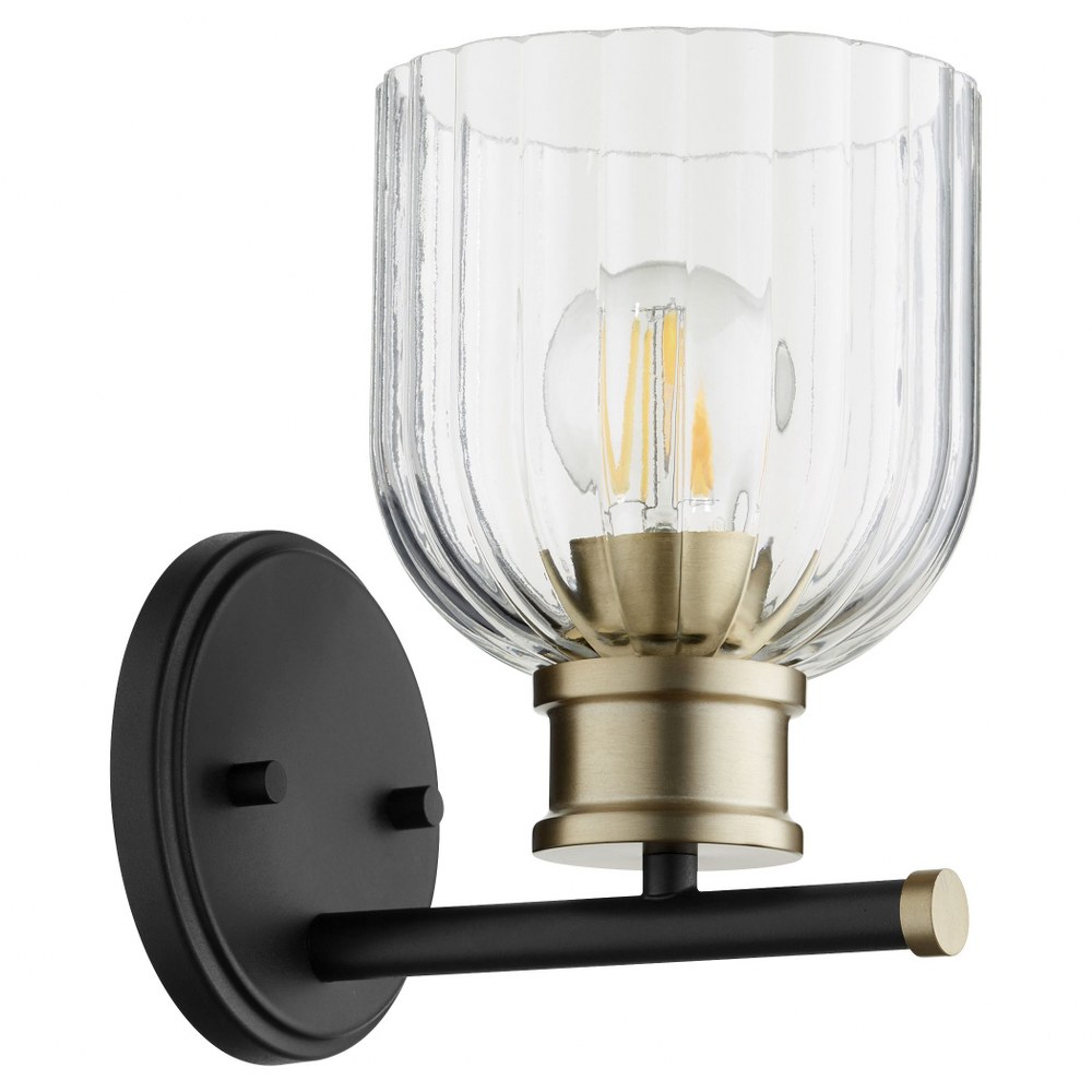 Quorum Lighting-510-1-6980-Monarch - 1 Light Wall Mount   Noir/Aged Brass Finish with Clear Glass
