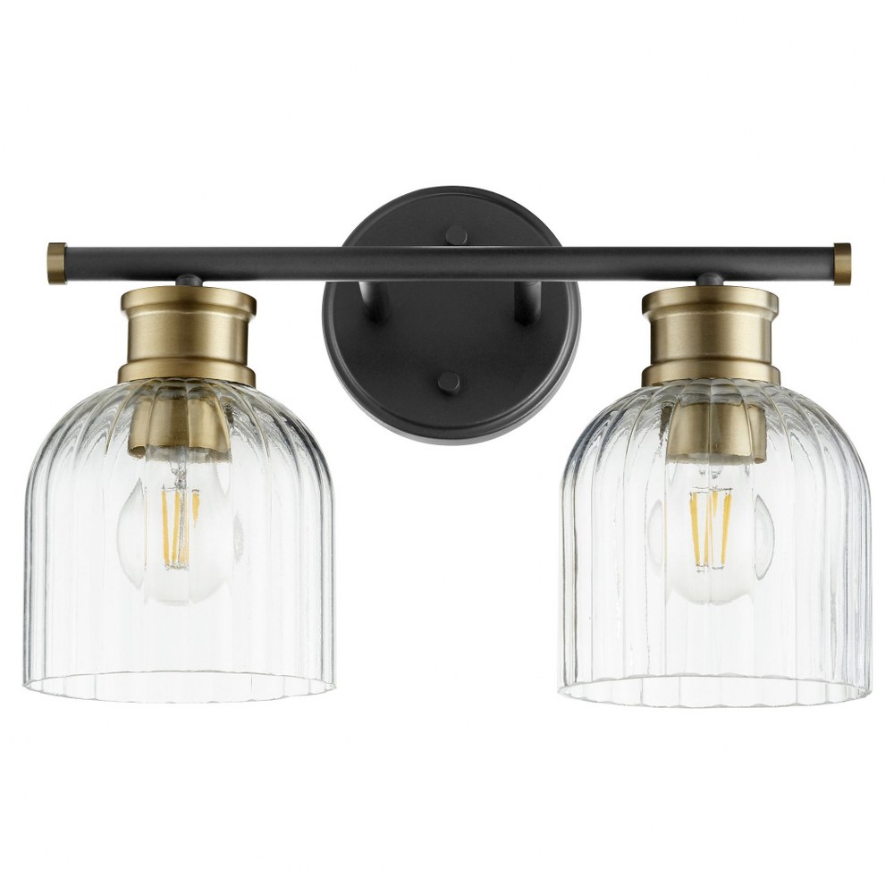 Quorum Lighting-510-2-6980-Monarch - 2 Light Bath Vanity Noir/Aged Brass Clear Noir/Satin Nickel Finish with Clear Glass