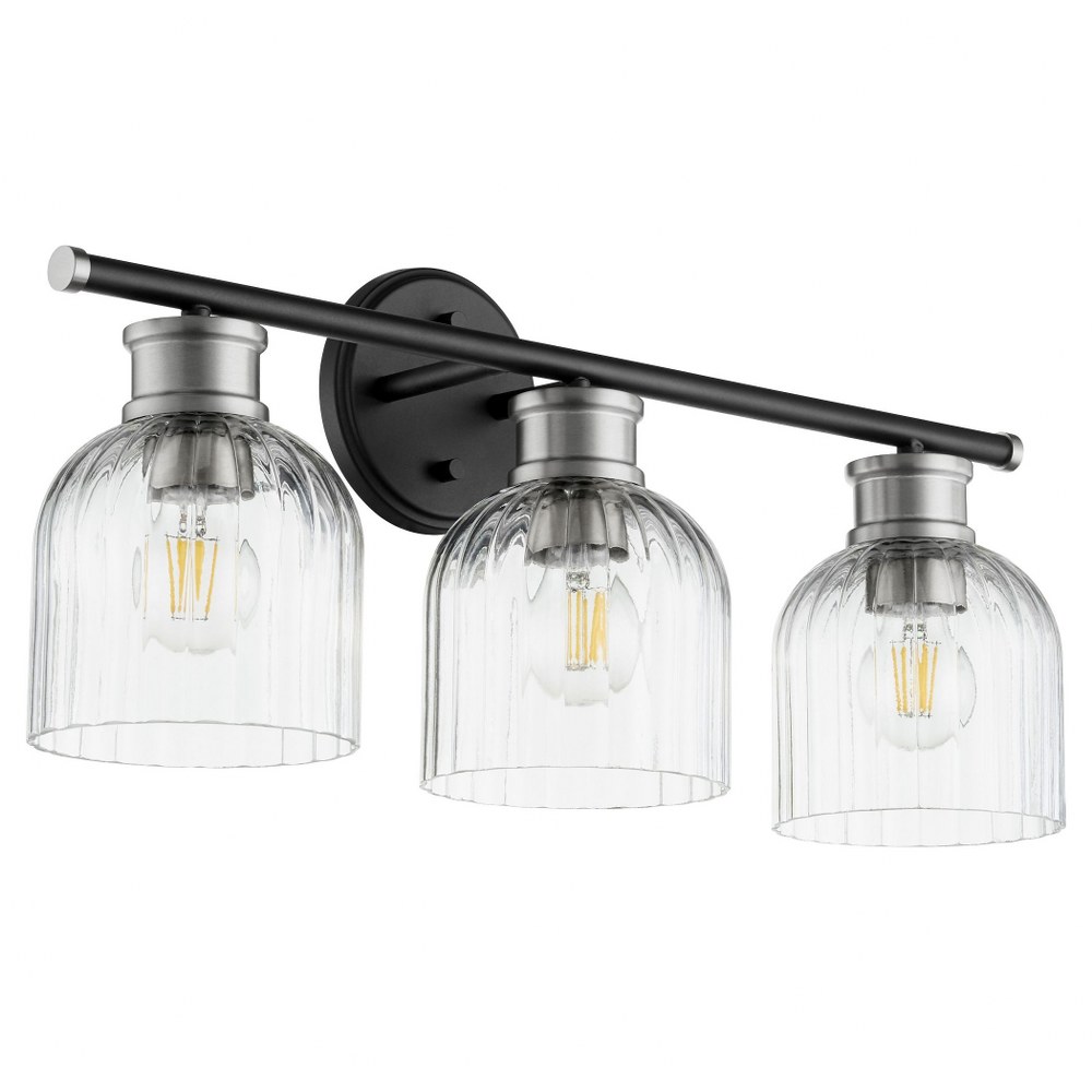 Quorum Lighting-510-3-6965-Monarch - 3 Light Bath Vanity   Noir/Satin Nickel Finish with Clear Glass