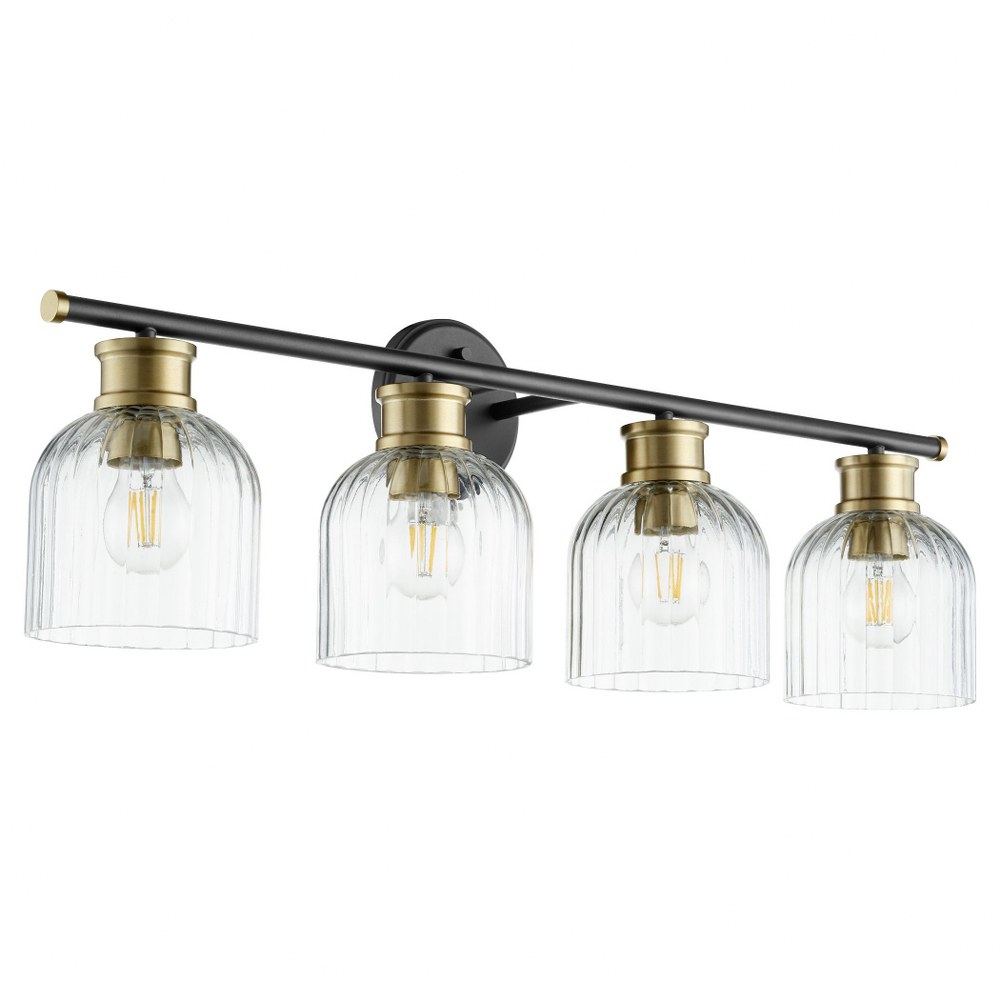 Quorum Lighting-510-4-6980-Monarch - 4 Light Bath Vanity Noir/Aged Brass Clear Noir/Satin Nickel Finish with Clear Glass