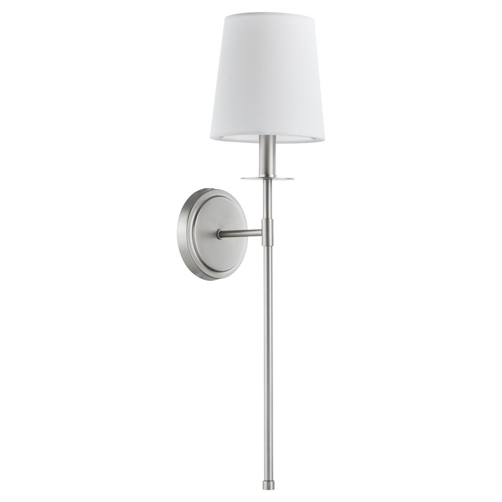 Quorum Lighting-514-1-65-1 Light Adjustable Wall Mount   Satin Nickel Finish with White Linen Fabric Shade