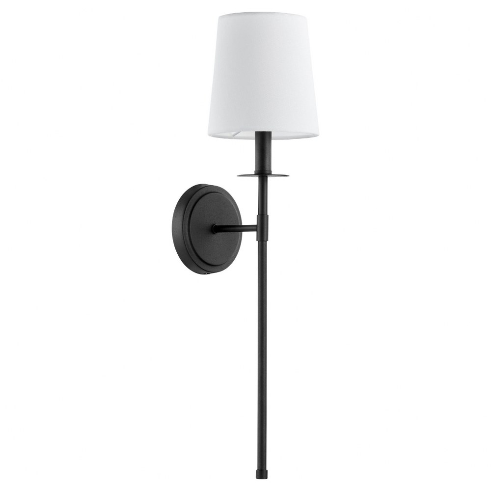 Quorum Lighting-514-1-69-1 Light Adjustable Wall Mount Noir  Aged Silver Leaf Finish with White Linen Fabric Shade