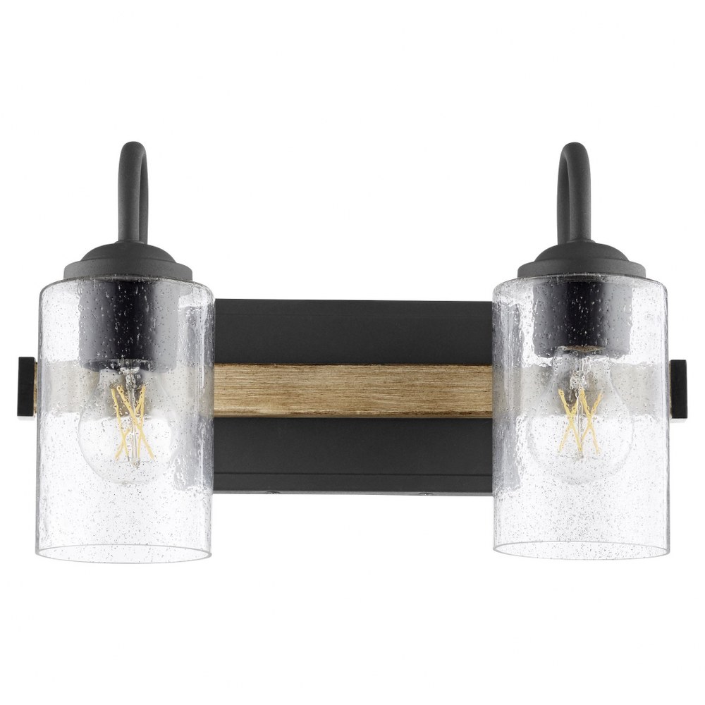Quorum Lighting-5140-2-69-Pepper Glass - 2 Light Bath Vanity   Noir/Driftwood Finish with Clear seeded Glass